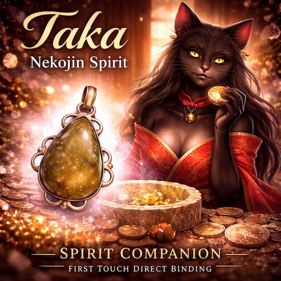 Nekojin Spirit Companion Direct Binding — Taka Yokai Cat Spirit — First Touch Binding Vessel Pendant — Japanese Spirit Cat Companion