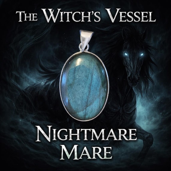 Nadrogi Nightmare Mare Pendant — Blue-Green Silver-Plated Necklace — Spirit Companion Binding