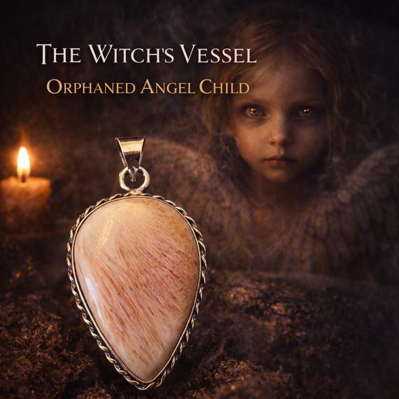 Beatrisia Orphaned Angel Child — Natural Stone Pendant — Spirit Companion Binding