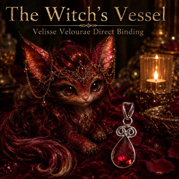 Velisse Velourae Direct Binding — Crimson Veil Current — Glamour Spirit Companion Pendant