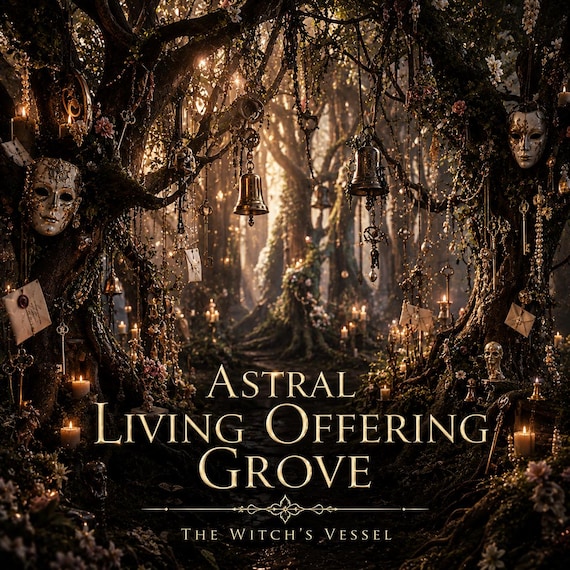 Spirit Orchard Forest — Living Offering Grove — Astral Forest of Bells Masks Keys Candles & Bones