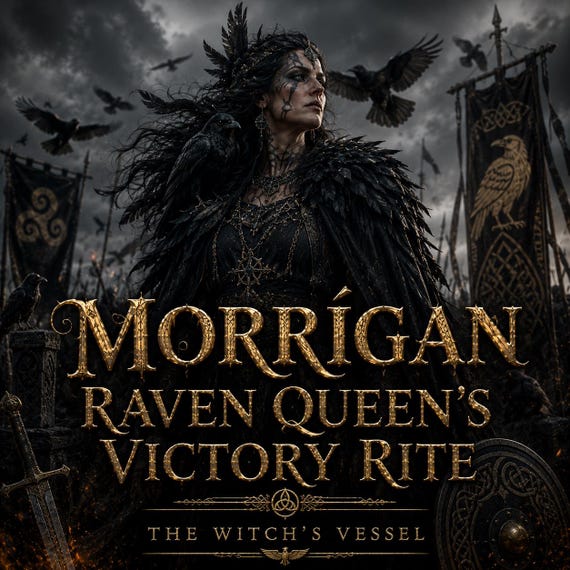 Morrígan Raven Queen's Victory — Courage & Strategy — Resilience — Warrior's Resolve
