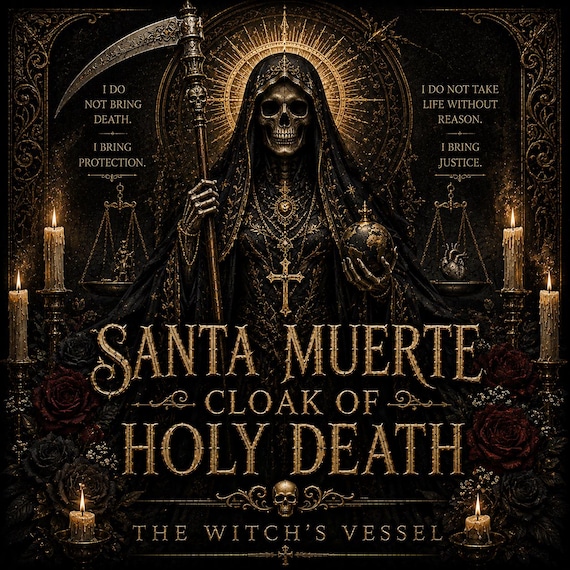 Santa Muerte Cloak of Holy Death — Protection & Justice — Courage — Sacred Endings