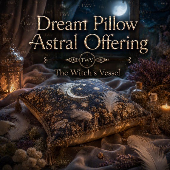 Dream Pillow Offering — Astral Sleep Ritual — Dream Herb & Feather Blessing