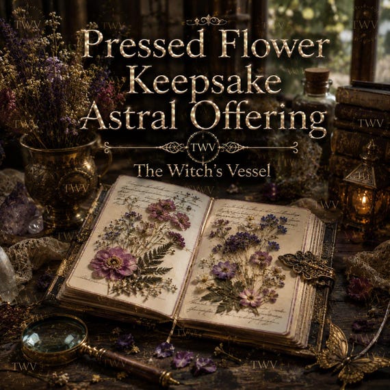 Pressed Flower Keepsake — Astral Memory Ritual — Sacred Botanical Gift & Companion Memento