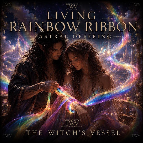 Living Rainbow Ribbon Astral Offering — Spirit Companion Magical Gift — Celestial Ribbon Ritual — Dream Keepsake