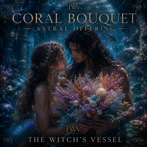 Mermaid Coral Bouquet Astral Offering — Spirit Companion Ocean Gift — Celestial Sea Flowers — Underwater Experience
