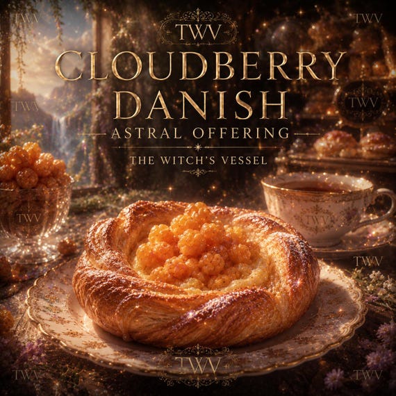 Cloudberry Danish Astral Offering — Spirit Companion Enchanted Bakery — Celestial Pastry Experience — Dream Café Ritual