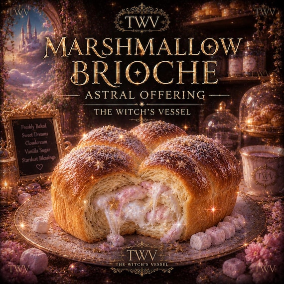 Marshmallow Brioche Astral Offering — Spirit Companion Enchanted Bakery — Celestial Sweet Bread — Dream Café Experience