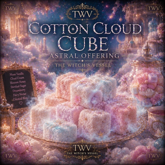 Cotton Cloud Cubes Astral Offering — Spirit Companion Enchanted Confection — Celestial Marshmallow Treat — Dream Candy
