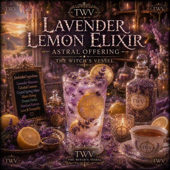 Lavender Lemon Elixir Astral Offering — Spirit Companion Enchanted Beverage — Celestial Herbal Drink — Dream Apothecary