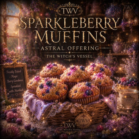 Sparkleberry Muffins Astral Offering — Spirit Companion Enchanted Bakery — Magical Berry Treat — Dream Café Experience