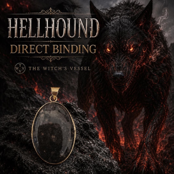 Tjeerd Hell Hound — First Touch Direct Binding — Natural Stone & Brass Pendant — Infernal Guardian Companion