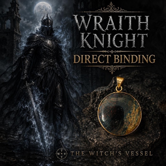 Amaryahu Wraith Knight — First Touch Direct Binding — Natural Stone & Brass Pendant — Ancient Phantom Guardian
