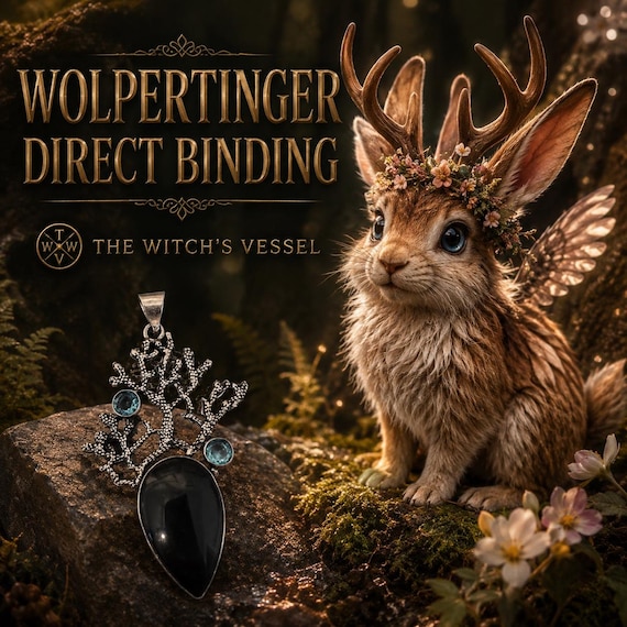 Lucreece Wolpertinger — First Touch Direct Binding — Sterling Silver Plated Pendant — Enchanted Forest Companion