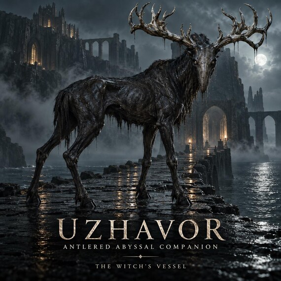Uzhavor Antlered Abyssal Companion Direct Binding, Dark Guardian, Boundaries and Resolve, Personalized PDF