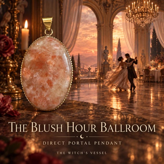 Blush Hour Ballroom Portal Pendant, Astral Dance Residence & Sunset Ballroom, Brass Pendant, Realm Guide Direct Portal