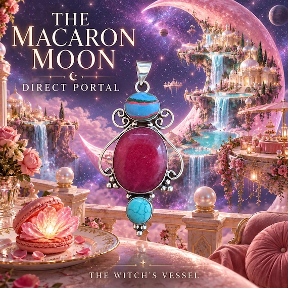 Direct Portal Pendant — The Macaron Moon, Whimsical Celestial Garden Astral Abode