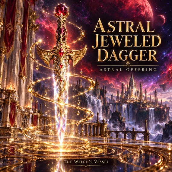 Astral Jeweled Dagger Offering for Spirit Companion | Ceremonial Guardian Gift | Custom Visual and Detailed PDF