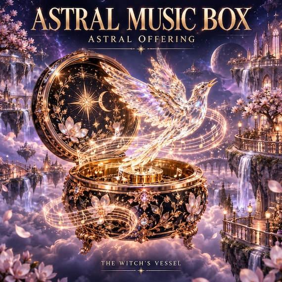 Astral Music Box Offering for Spirit Companion | Enchanted Melody Keepsake | Custom Visual and Detailed PDF