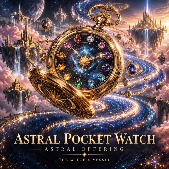 Astral Pocket Watch Offering for Spirit Companion | Engraved Timepiece Gift | Custom Visual and Detailed PDF