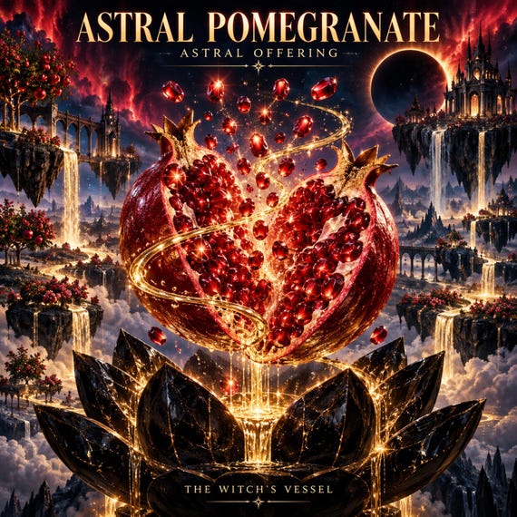 Astral Pomegranate Offering for Spirit Companion | Ruby Orchard Tribute | Custom Visual and Detailed PDF