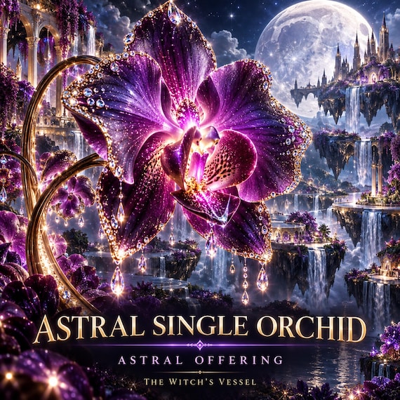 Astral Single Orchid Offering for Spirit Companion | Rare Bloom Tribute | Custom Visual and Detailed PDF