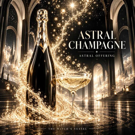 Astral Champagne Offering for Spirit Companion | Sparkling Celebration Gift | Custom Visual and Detailed PDF