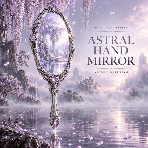 Astral Hand Mirror Offering for Spirit Companion | Opalescent Keepsake Gift | Custom Visual and Detailed PDF