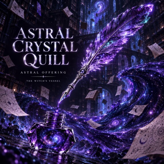 Astral Crystal Quill Offering for Spirit Companion | Starlit Writing Gift | Custom Visual and Detailed PDF