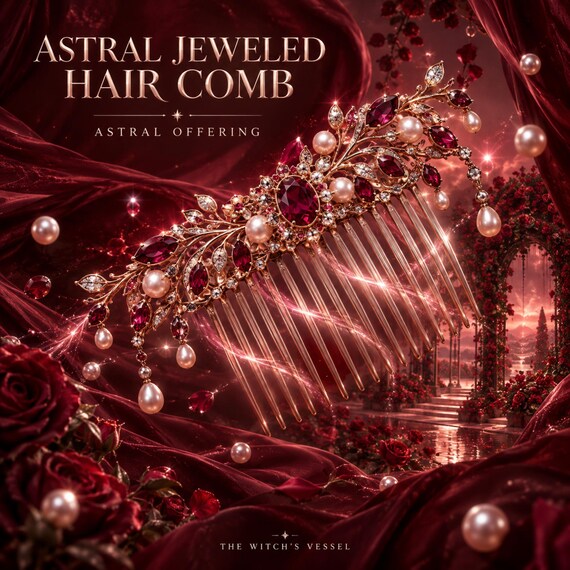 Astral Jeweled Hair Comb Offering for Spirit Companion | Regal Adornment Gift | Custom Visual and Detailed PDF