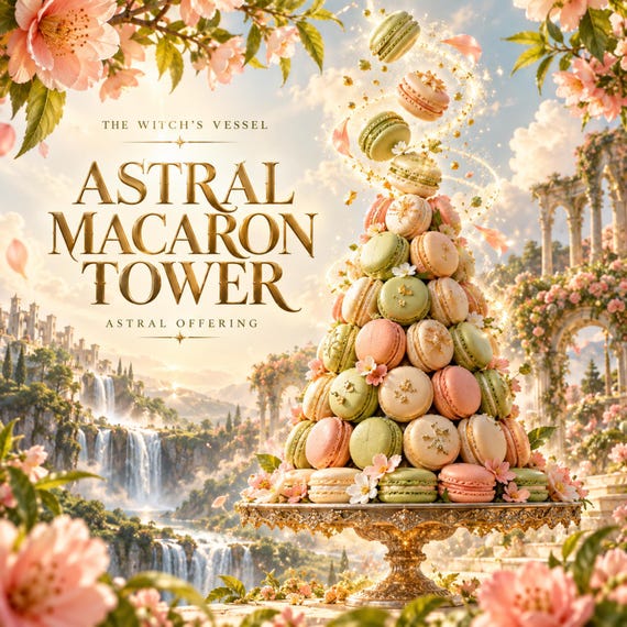 Astral Macaron Tower Offering for Spirit Companion | Enchanted Confection Gift | Custom Visual and Detailed PDF