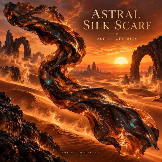 Astral Silk Scarf Offering for Spirit Companion | Flowing Enchanted Adornment | Custom Visual and Detailed PDF