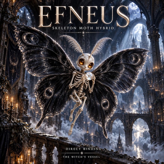 Skeleton Moth Spirit Companion, Efneus Direct Binding, Gothic Hybrid Companion Profile