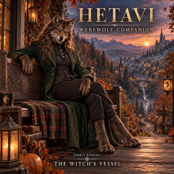 Female Werewolf Spirit Companion, Hetavi Direct Binding, Gothic Wolf Companion Profile