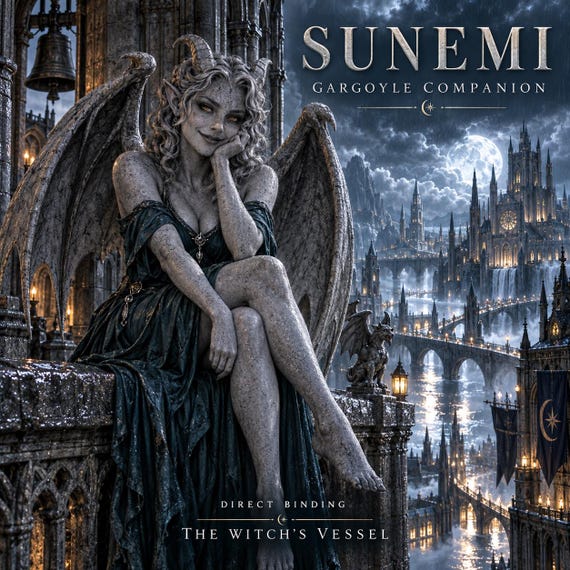 Female Gargoyle Spirit Companion, Sunemi Direct Binding, Gothic Guardian Companion Profile