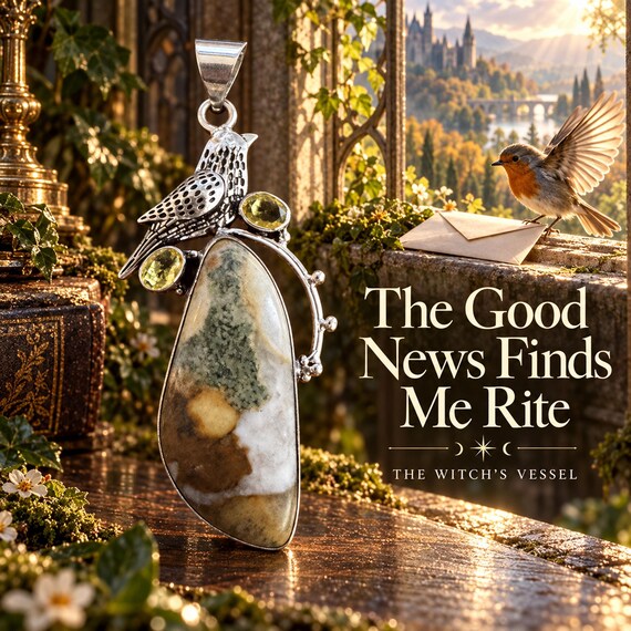 The Good News Finds Me Ritual | Favorable communication Pendant | Matching Chain & Bag