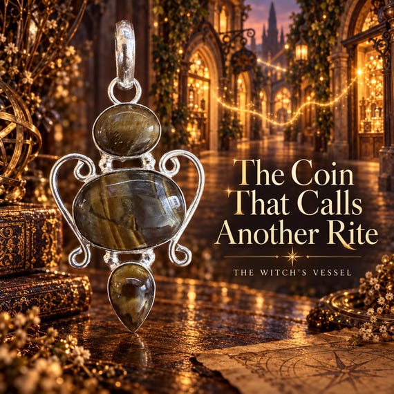 The Coin That Calls Another Ritual | Continuing prosperity Pendant | Matching Chain & Bag