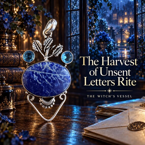 The Harvest of Unsent Letters Ritual | Reconnection and opportunity Pendant | Matching Chain & Bag