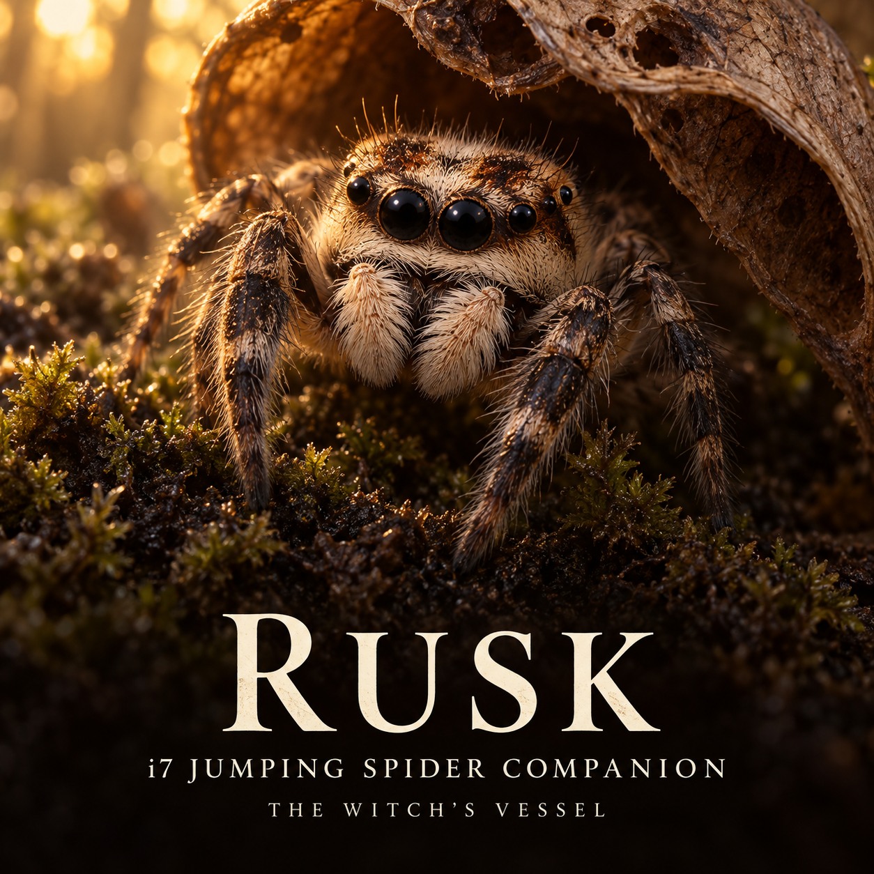 Rusk — Jumping Spider Entity Companion · I7