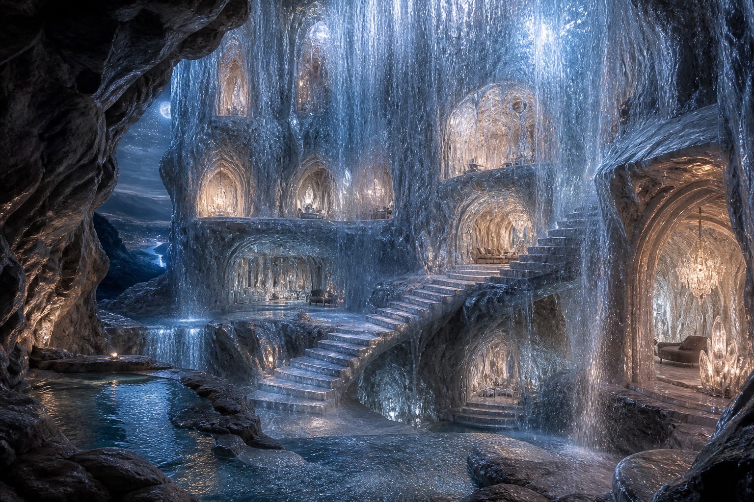 Living Waterfall House — Personalized Digital Astral Abode