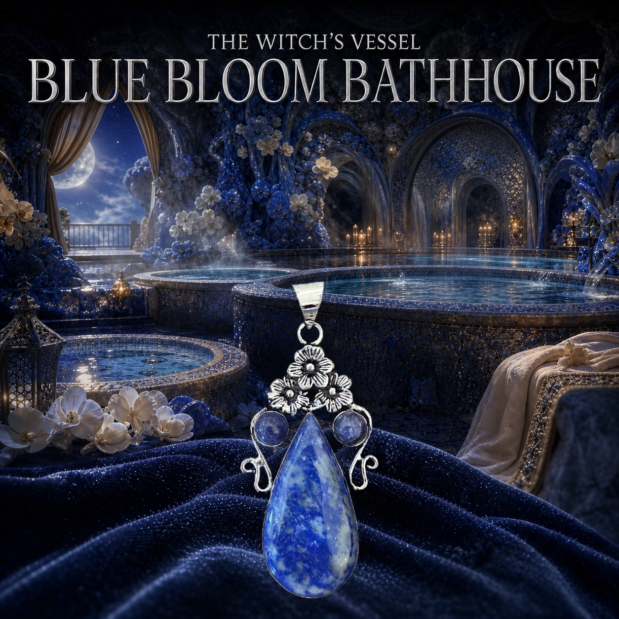 The Blue Bloom Bathhouse — Sensual 18+ Astral Abode Pendant